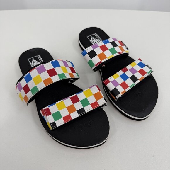 VANS Cayucas Sandals size 5 Women's Multicolor Checkerboard Dual Strap - Picture 8 of 11